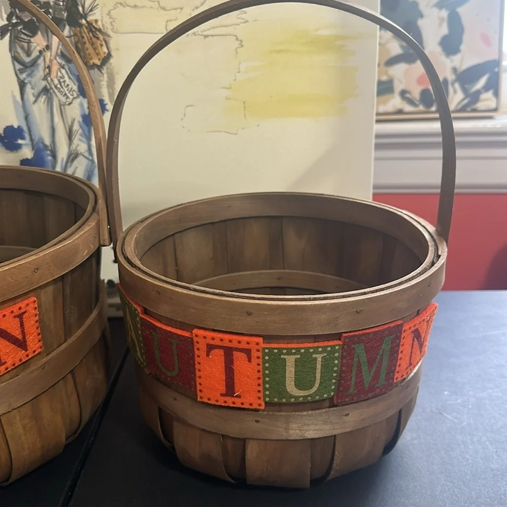 Autumn egg baskets with handle set of 2